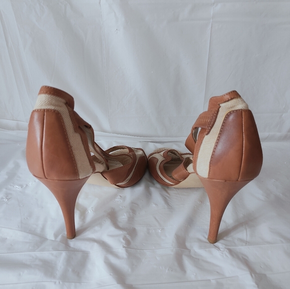 Calvin Klein Women's Brown and Tan Canvas and Leather Heels Size 10 - Picture 8 of 11